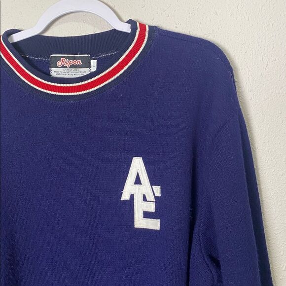 Vintage Ripon Athletic Varsity Crewneck Frat Sweatshirt USA Made Men's Size LRG - Picture 2 of 10